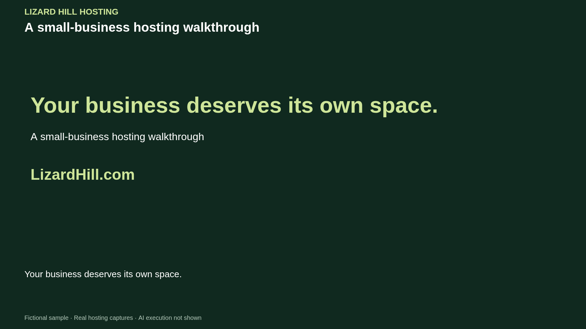 Preview of a fictional small-business hosting tour
